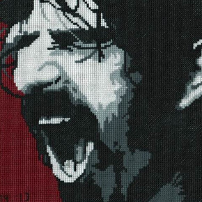 Nathan Plung, Portrait of Frank Zappa, Cross-Stitch, 8" x 10"