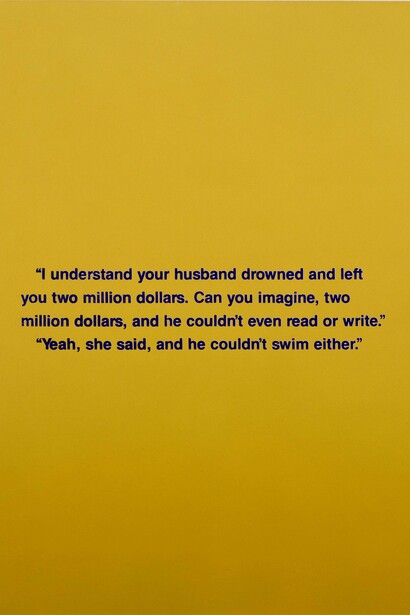 Richard Prince, Can You Imagine (detail), 1988, Acrylic and silk screen on canvas, 142.2 x 121.9 cm, 56 x 48 inches © 2014 Richard Prince; courtesy David Zwirner, New York/London.  