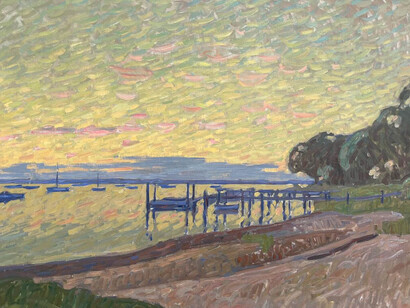 Ben Fenske, Dering harbor sunset (detail), 2025. Courtesy of Grenning Gallery