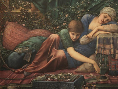 Edward Burne Jones, The Rose Bower, detail