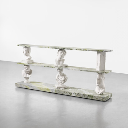 Sebastian Errazuriz, Bust shelf green marble (detail), 2018. Courtesy of the Philadelphia Museum of Art