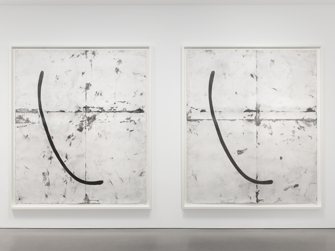 Tony Lewis, Time After Time, 2015, Pencil and graphite on paper, Two parts: 89 1/4 x 77 x 3 1/8 inches framed, 89 1/8 x 77 x 3 1/8 inches framed © Tony Lewis. Photo by Lance Brewer. Image courtesy Andrea Rosen Gallery