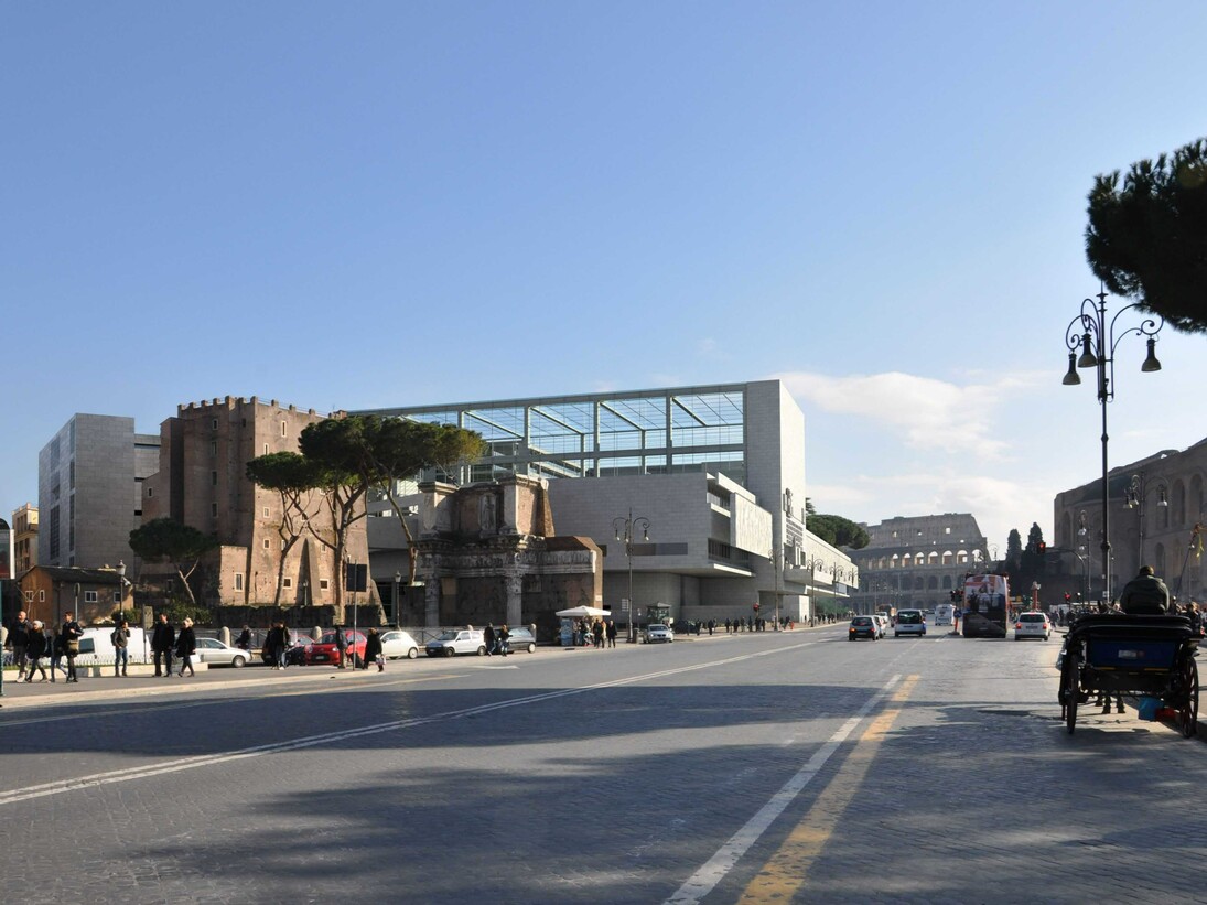 Giuseppe Terragni, Progetto per Palazzo Vetro e Ceramica con inserimento contesto urbano, credits Casa dell'Architettura di Roma
