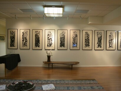 Munakata and the Disciples of Buddha, Exhibition view. Courtesy of Ronin Gallery