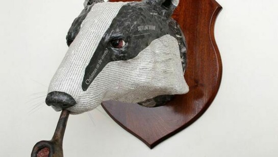 David Farrer, British Badger, 2012, Wire and Papier Mache
