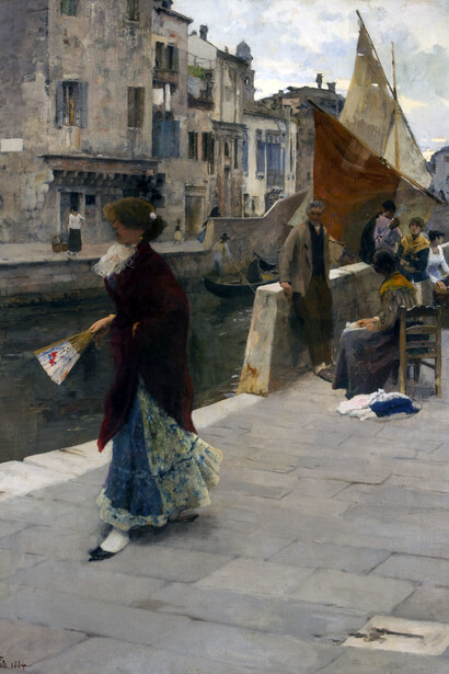 Ettore Tito, La fa la modella, olio su tela, 95 x 67 cm