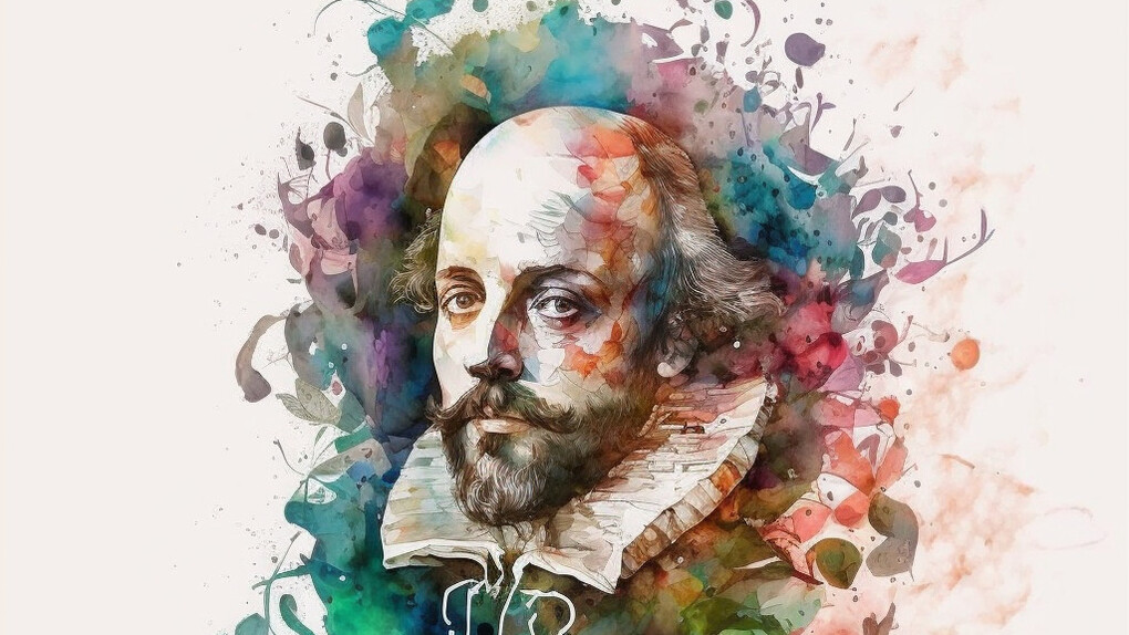 Colorful rendition of England's most celebrated and influential writer, William Shakespeare