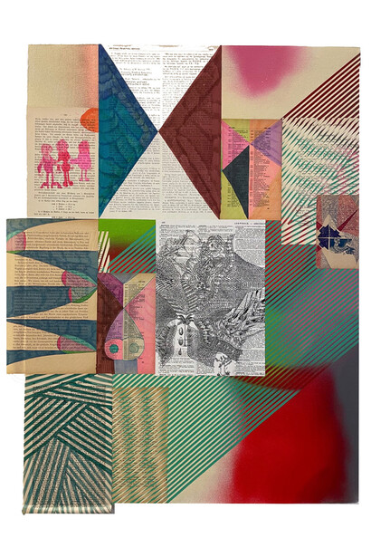 Antonis Donef, Untitled, 2021. Mixed media and collage on paper, mounted on canvas, 80 x 60 cm. Courtesy of Kalfayan Gallery