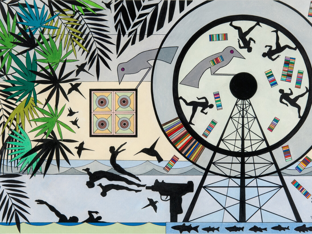James Clover, Untitled 9, 22 x 33 in, mixed media on paper, 2013-14