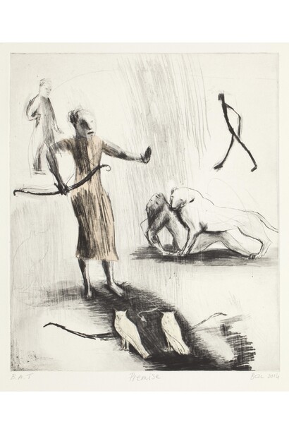 Deborah Bell, Premise, 2014, Chine collé, Drypoint and roulette, Edition of 40, 46 x 40 cm, 
Published by David Krut Print Workshop