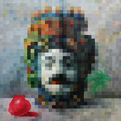 Salvo Ligama, Adamo, 2014, acrilico e resine su cartone, 50 x 50 cm