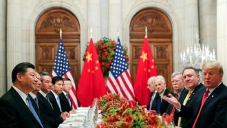 Cena entre las delegaciones de China y Estados Unidos, con ambos presidentes a la cabeza, en la reciente cumbre del G20 en Osaka