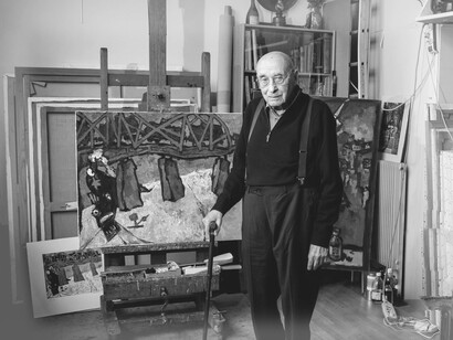Russian painter, artist Oscar Rabin poses during a photo session in Paris on May 3, 2018, ph. Joël Saget 