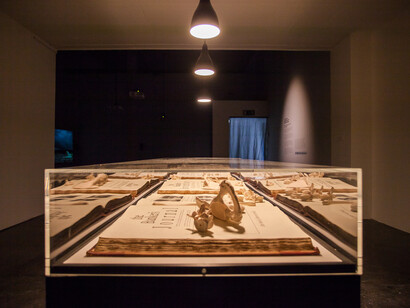 Keith Piper, Unearthing the Banker’s Bones, 2016, installation view at New Art Exchange. A 70th anniversary commission for Arts Council England with Bluecoat and Iniva. Photo credit: Bartosz Kali.