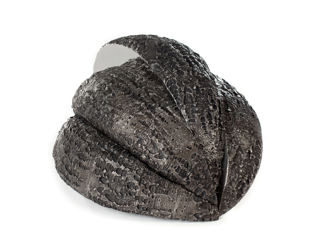 Katherine Taylor, Alchemy II, 2014,  Stainless steel, 24x19x12 inches, Courtesy Skoto Gallery