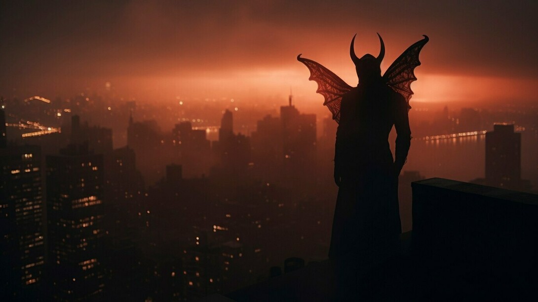 The devil's silluette with a dark background