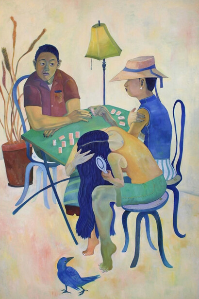 Xiangni Song, One Absent, oil on canvas, 70x48 inches. Courtesy the artist and VillageOneArt, NYC
