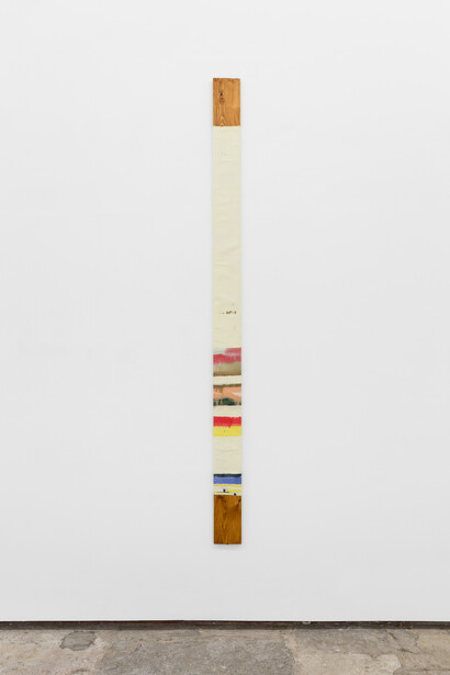 Rui Horta Pereira, Nível 4, 2014, acrylic and tempera on raw canvas mounted on wood, 240 x 14.5 x 1.5 cm. Photo: Bruno Lopes. Image courtesy of the artist and 3+1 Arte Contemporânea, Lisbon