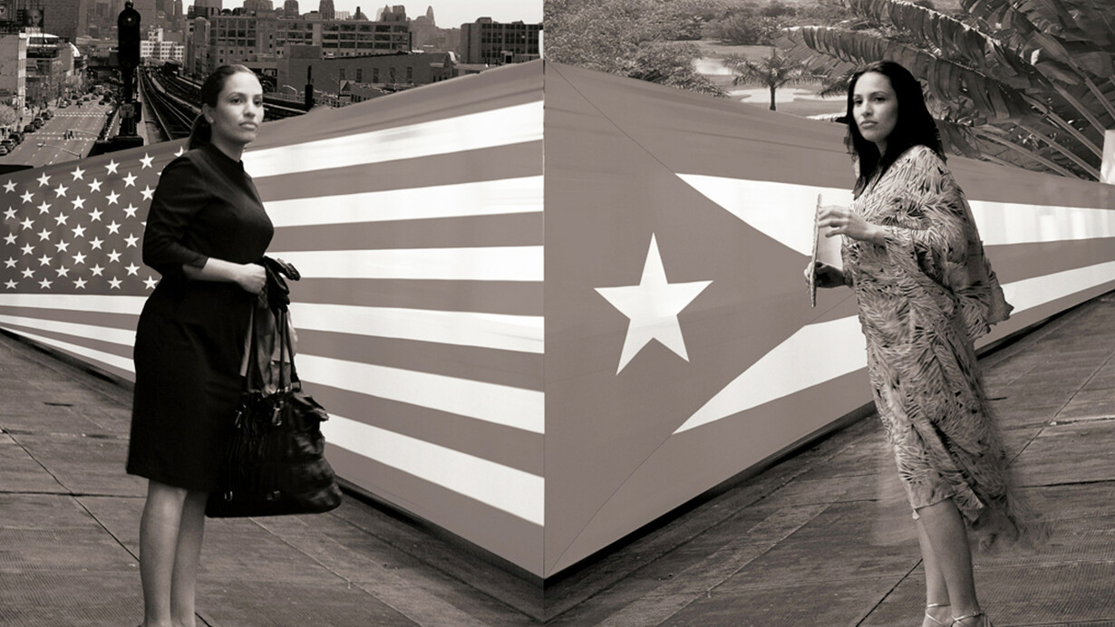 Leenda Bonilla, MainLAND MIX, Photo Illustration printed on canvas, 30x40 inches, 2012. Courtesy of the Artist and Pepatian