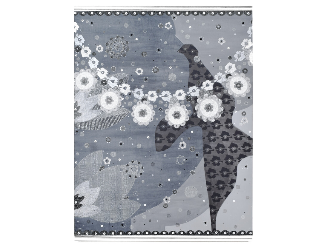 Glenn Goldberg, After a Rain, 2015, Acrylic, gesso, ink, and pencil on canvas. 84” x 63”
