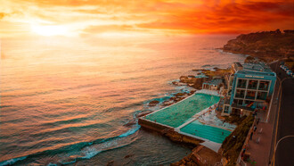 The pools at Bondi Beach in Sydney, Australia at sunset