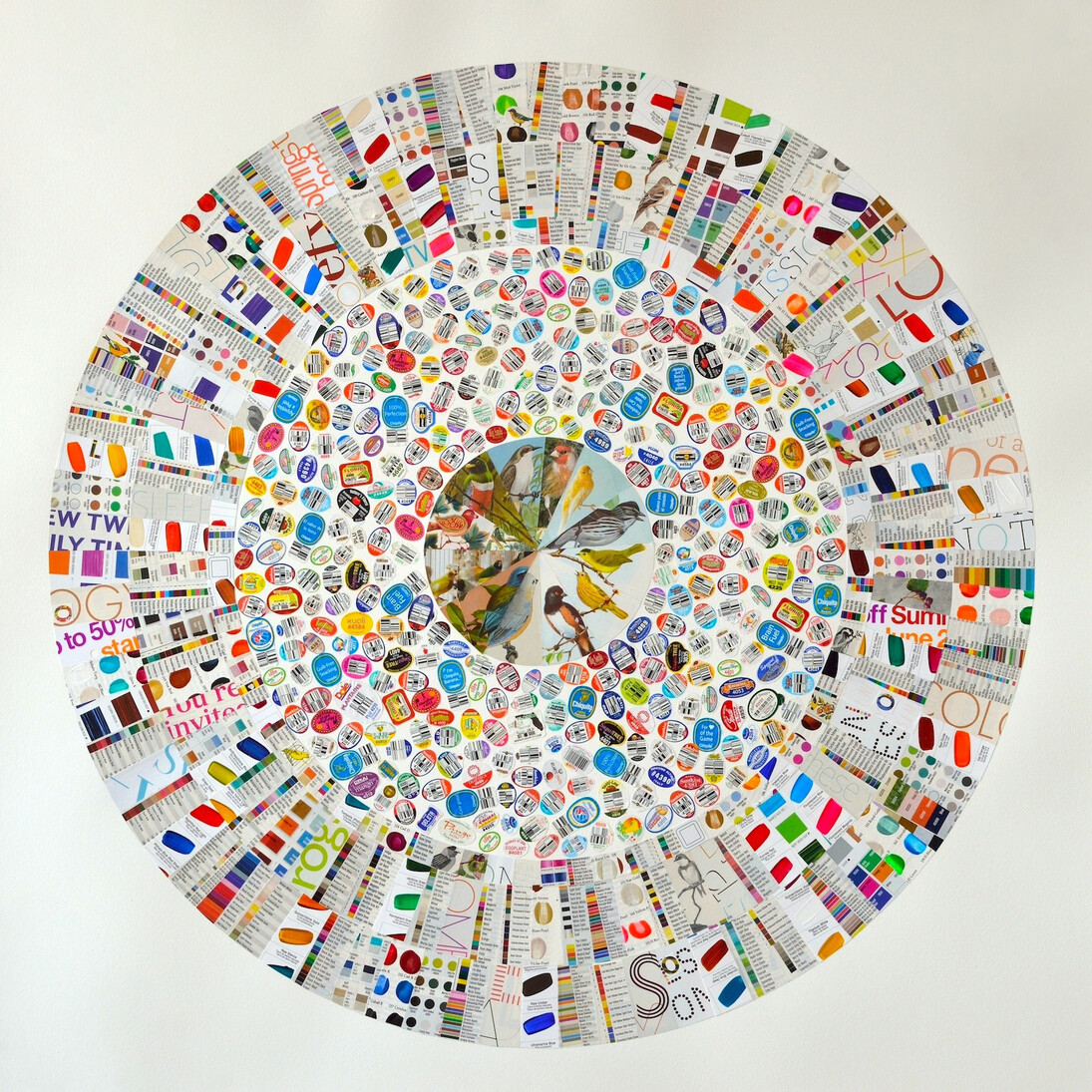 Josette Urso, Clementine, 2014, paper collage on paper, 36 x 36 inches (unframed), 38 x 38 inches (framed)