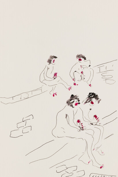 Untitled
2017, ink and gouache on paper, 21 × 14.8 cm (8 1
⁄4 × 5 3
⁄4 in.)
Courtesy the Estate and Xavier Hufkens, Brussels