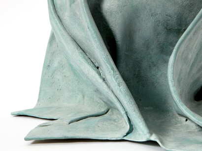 Jens Praet, detail of Dressed Ware Bowl, 2014, Production location: San Gimignano (Italy). Edition: Prototype for a edition of 12 + 2AP + 2P. Materials: Bronze (oxidized blue patina) 3.2 in high x 13.8 in. diameter (8 x 35 cm)