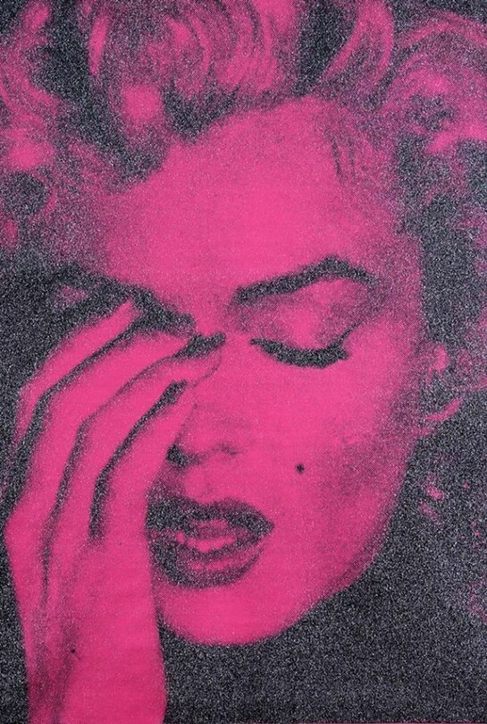 Russell Young, Marilyn Crying - pearl, hollywood pink and black, diamond dusted