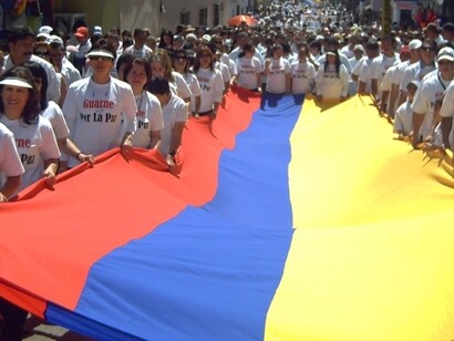 Manifestación de colombianos a favor del Sí en el plebiscito