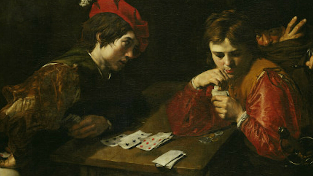 Valentin de Boulogne, Les tricheurs , vers 1614. Huile sur toile, 94,5x137 cm Gemäldegalerie Alte Meister, Staatliche Kunstsammlungen Dresden © BPK, Dresden Gemäldegalerie Alte Meister / Hans-Peter Kleist, dist. RMN-GP.