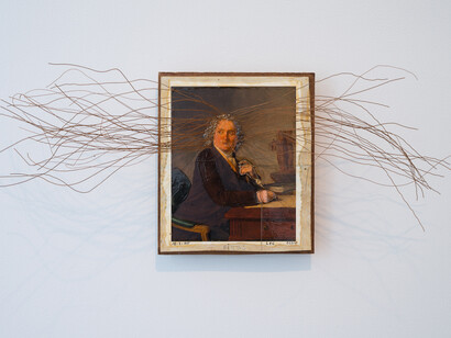 Ossip, L.E.C, 2015, iron wire, cardboard, print, 24 x 51 cm
