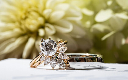 A close-up view of rings set with diamonds, Lancaster, United States