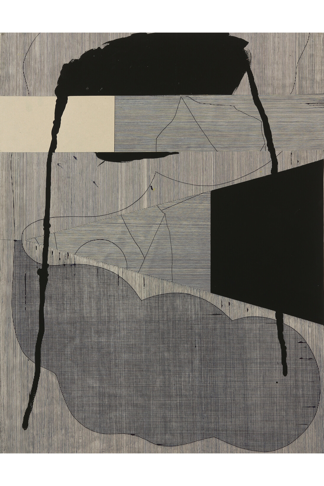 Shaun O'Dell, y.cloud, 2014, Gouache on paper mounted on canvas mounted on panel, 30 x 22 in. Courtesy: Susan Inglett Gallery, NYC.