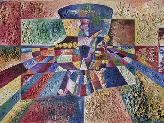 Farvahar, Aida Foroutan, 2003. The winged figure is seen by the Iranian artist as a symbol of national identity. © Aida Foroutan