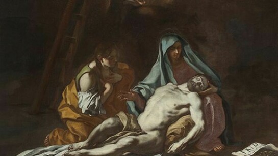 Francesco De Mura and assistants, The Lamentation, oil on canvas, 127 × 180 cm, 50 × 70 ¾ in. Ain Karem, Museum of the Franciscan Convent of Saint John the Baptist