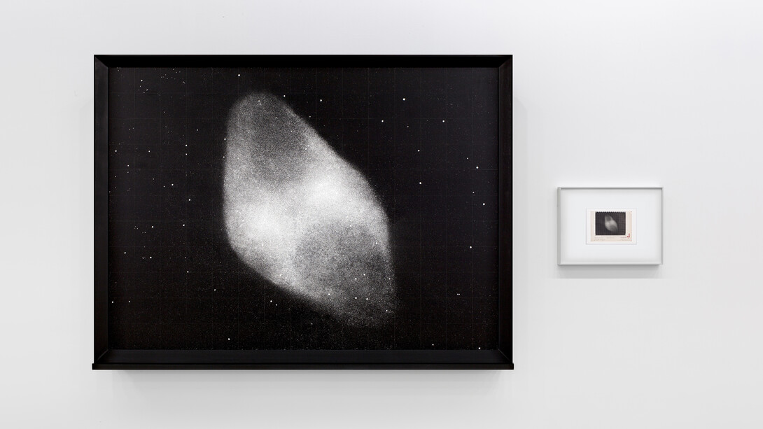 Dust (Fog II), 2017, Mixed media, Painting:121x160x7cm⏐475/8 x63x23/4 in Drawing with frame: 31 x 41 cm | 12 3/16 x 16 1/8 in. Courtesy the Artist and Perrotin
