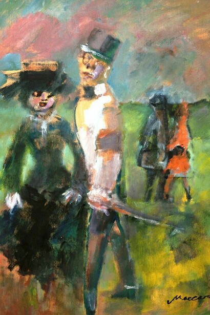 Mino Maccari, Due coppie, anni '65-'70, olio su tela