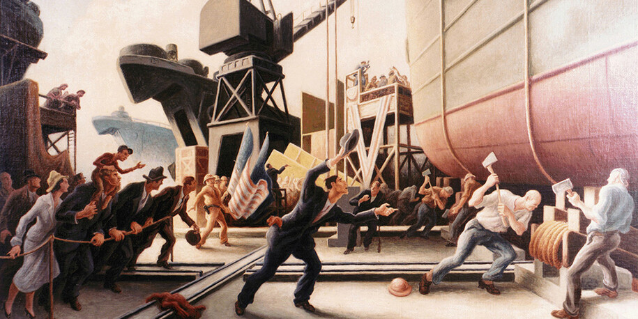 Thomas Hart Benton, Cut the Line, oil on canvas, 1944.