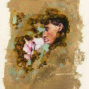 Guido Pecci, gold Paper 1, 2014 Olio, collage e foglia oro su carta, 38,5 x 28 cm
