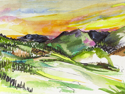 Oltre il Colle, Acquerello su carta 14,8x10,5 cm, Frode 2009