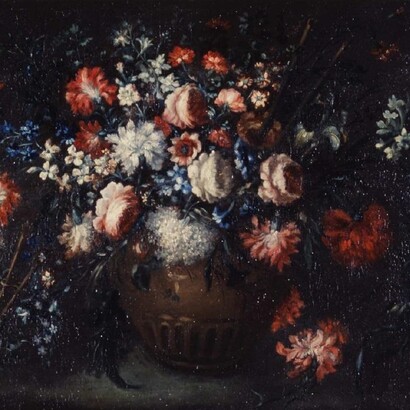 Margherita Caffi, Vaso con fiori, 1670-1680, particolare. Museo Cerralbo, Madrid, Spagna