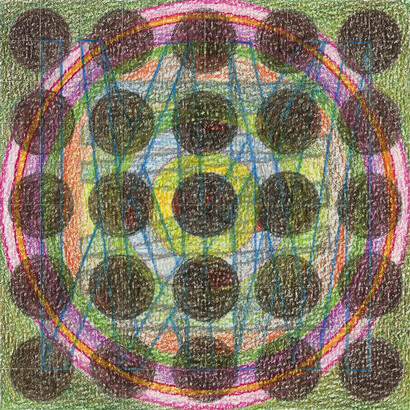 Magical Night #12, coloured pencil on paper, 13 x 13 cm, Mark Weighton, 2011