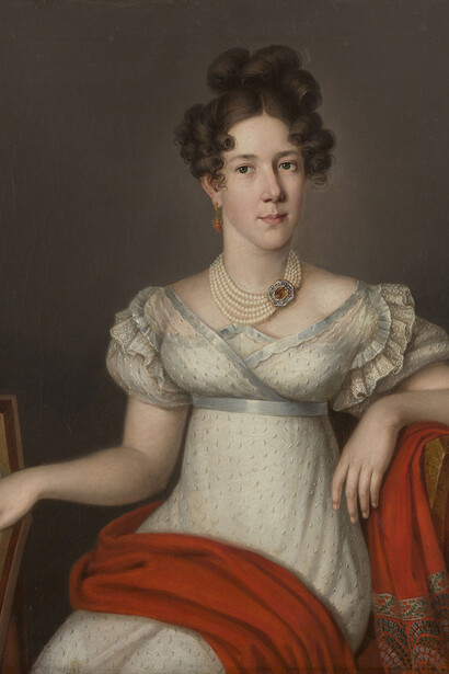 Unknown artist, Portrait of an unknown woman (detail), first half of the 1820s. Courtesy of the State Hermitage Museum