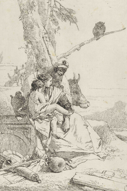 Giambattista Tiepolo, The Family of Oriental Peasants (from the Scherzi series), Etching
