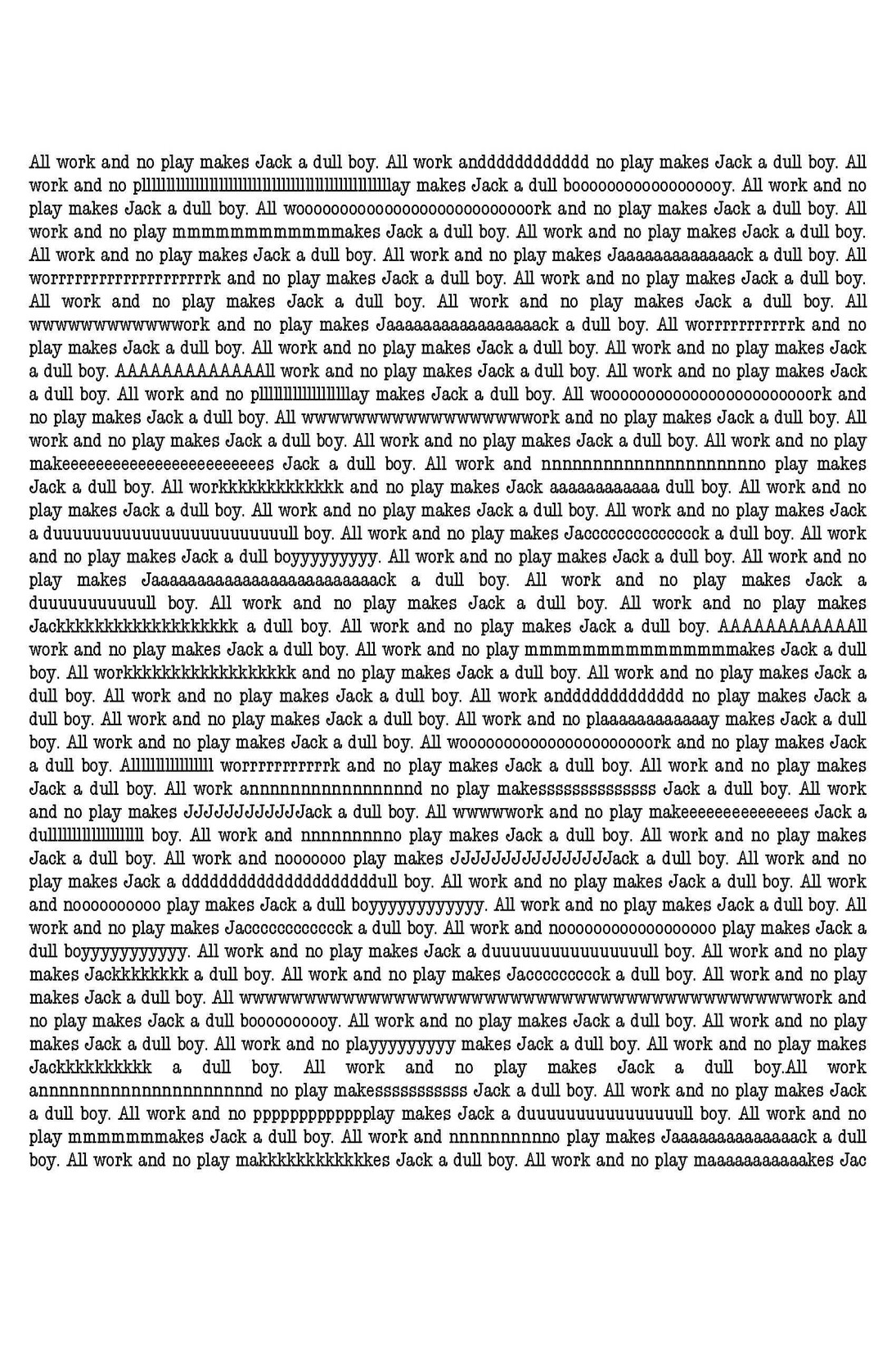 Jean-Michel Espitallier, Overlook's Poem, 2013, détail 