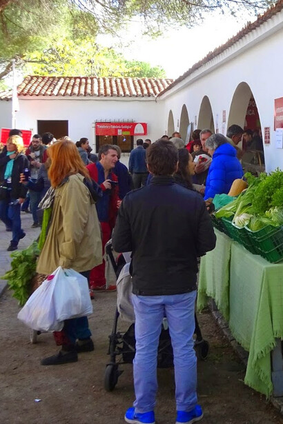 Gente de compras en el Día de Mercado de la Casa de Campo, Madrid
