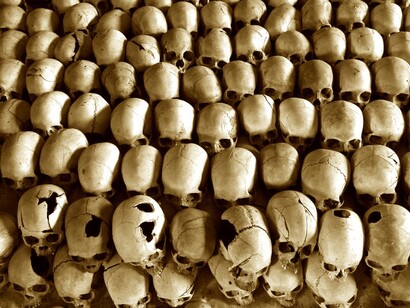 Cráneos de víctima del genocidio de Ruanda