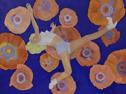 Elizabeth Fox, Shablam in the poppies, 2024. Courtesy of Dolby Chadwick Gallery 