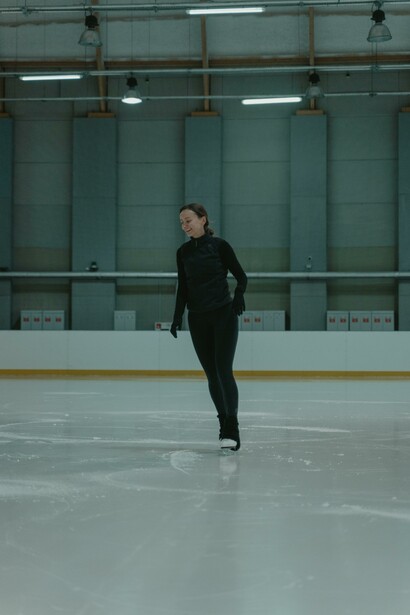 Woman practising figure skating